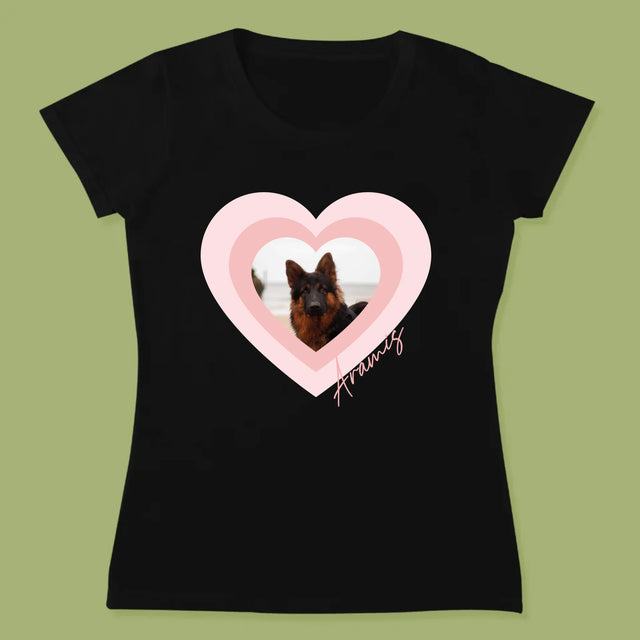 Zdjęcie i Podpis: Zdjęcie Pupila w Sercu - Koszulka Damska z Nadrukiem