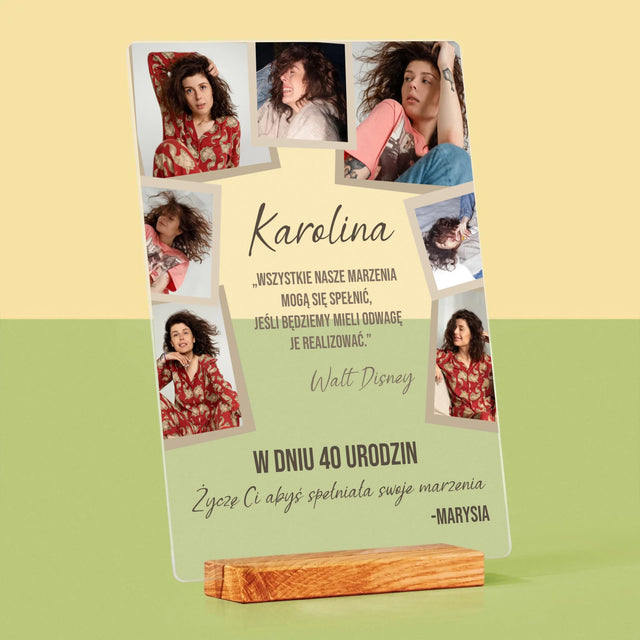 Fotokolaż: 40 Urodziny Spełniaj Marzenia - Wydruk Na Szkle Akrylowym