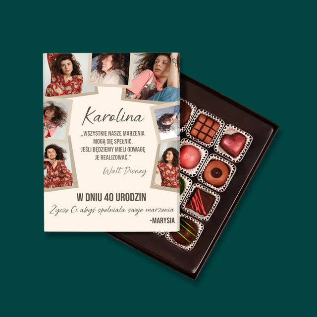 Fotokolaż: 40 Urodziny Spełniaj Marzenia - Personalizowane Praliny