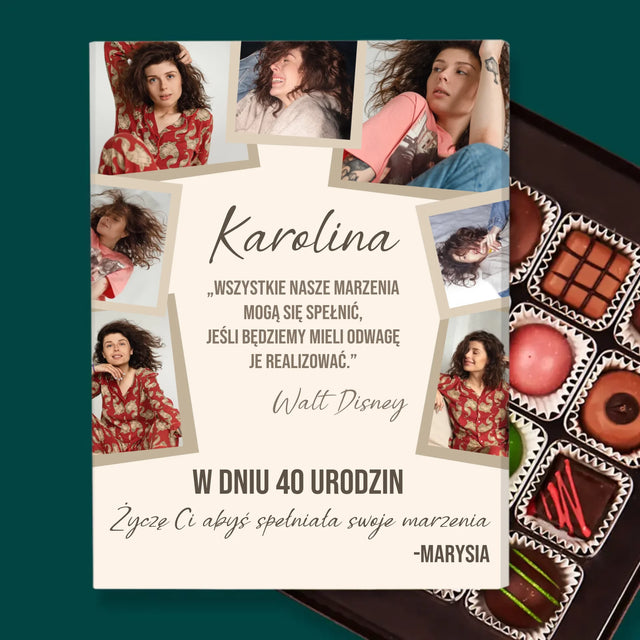 Fotokolaż: 40 Urodziny Spełniaj Marzenia - Personalizowane Praliny