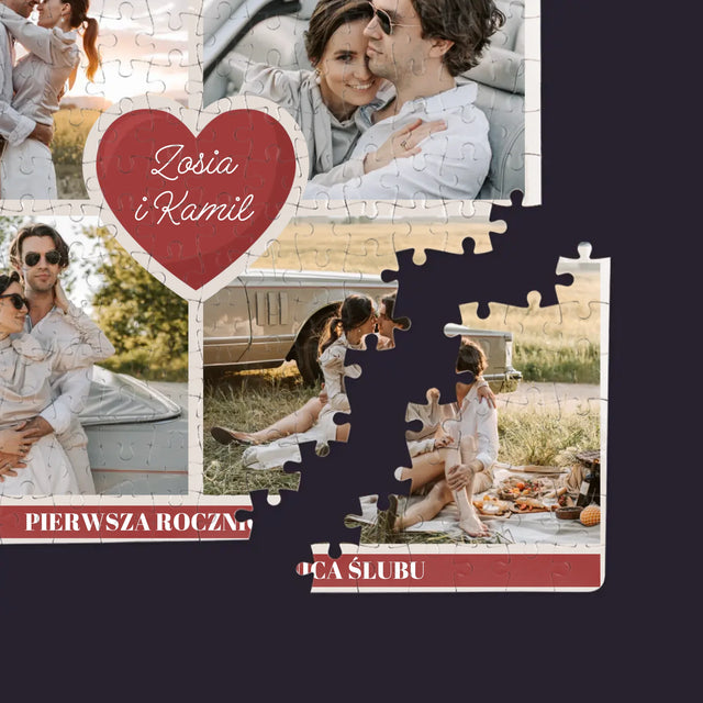 Fotokolaż: Pierwsza Rocznica Serce - Personalizowane Puzzle