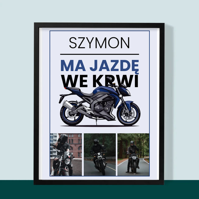 Fotokolaż: Ma Jazdę We Krwi - Wydruk Obramowany