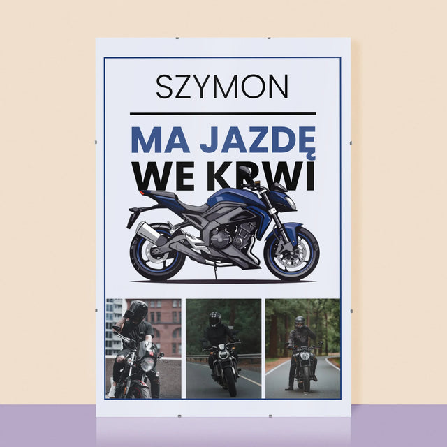 Fotokolaż: Ma Jazdę We Krwi - Personalizowany Plakat