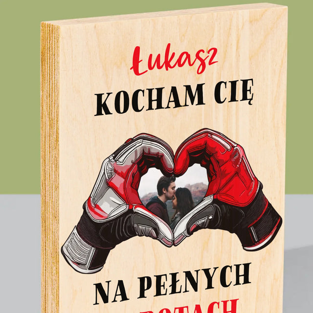 Zdjęcie I Podpis: Kocham Cię Na Pełnych Obrotach - Wydruk Na Drewnie