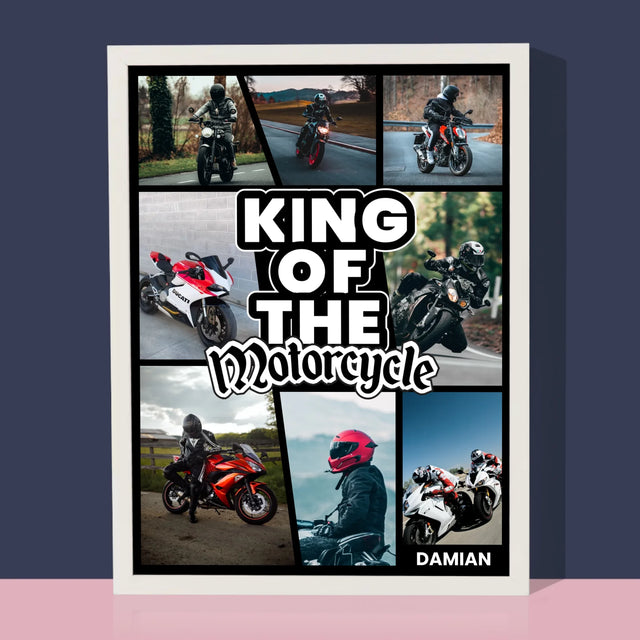 Fotokolaż: King Of The Motorcycle - Wydruk Obramowany