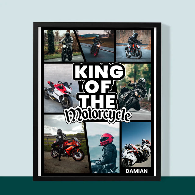 Fotokolaż: King Of The Motorcycle - Wydruk Obramowany