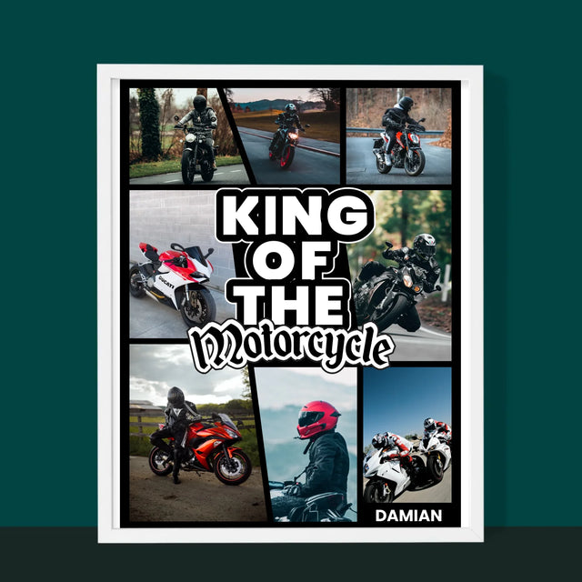 Fotokolaż: King Of The Motorcycle - Wydruk Obramowany