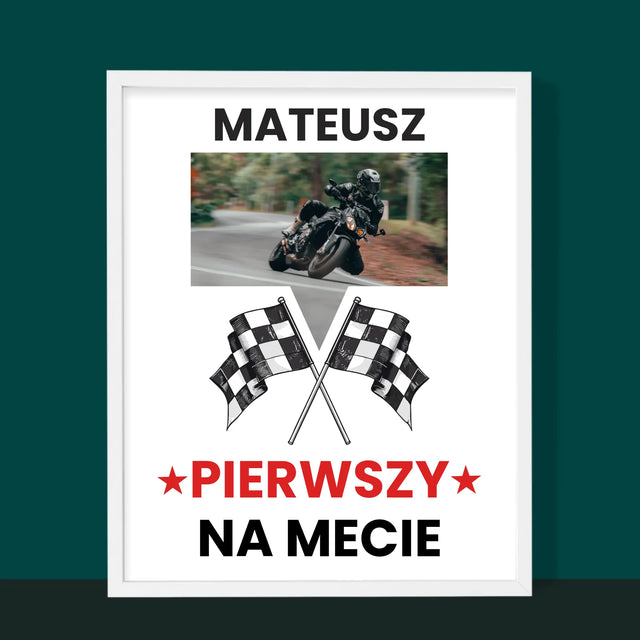 Zdjęcie I Podpis: Pierwszy Na Mecie - Wydruk Obramowany