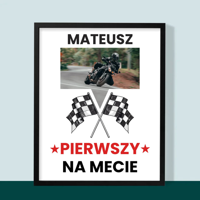 Zdjęcie I Podpis: Pierwszy Na Mecie - Wydruk Obramowany