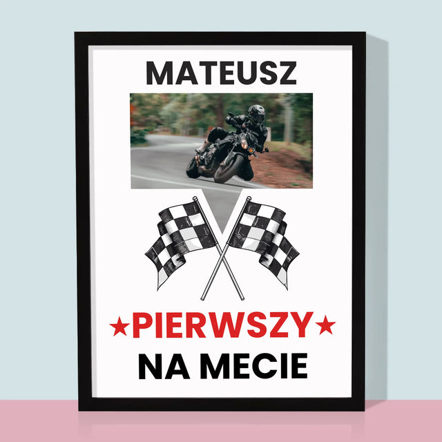 Zdjęcie I Podpis: Pierwszy Na Mecie - Wydruk Obramowany