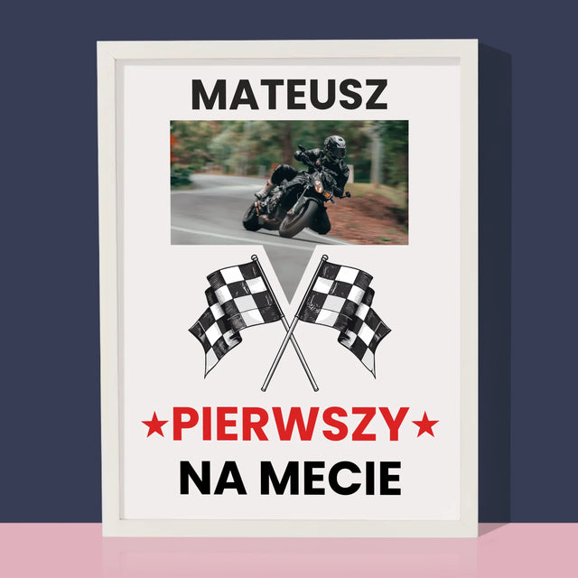 Zdjęcie I Podpis: Pierwszy Na Mecie - Wydruk Obramowany