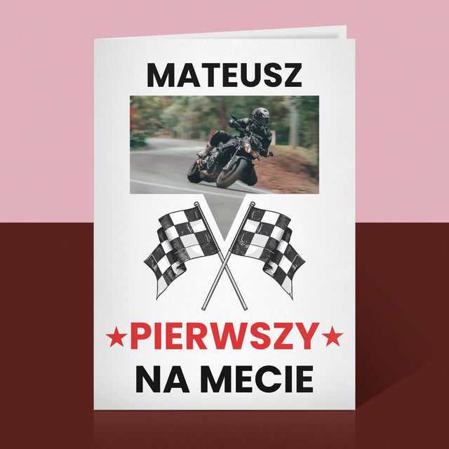 Zdjęcie I Podpis: Pierwszy Na Mecie - Kartka Z Życzeniami