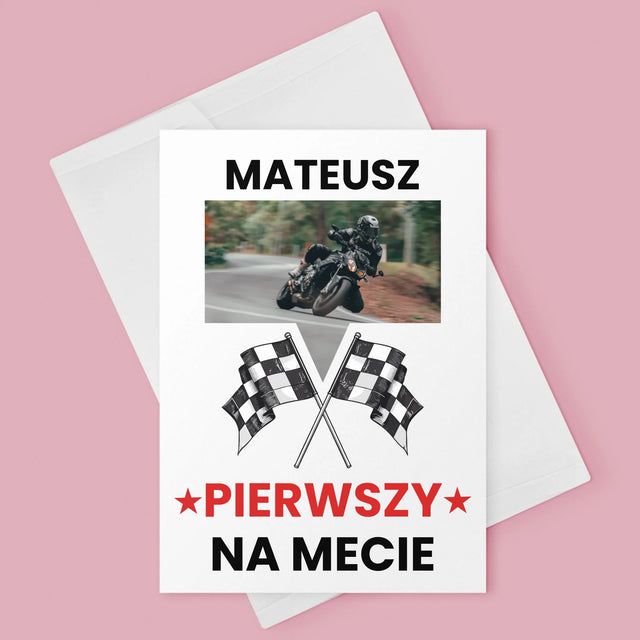 Zdjęcie I Podpis: Pierwszy Na Mecie - Kartka Z Życzeniami