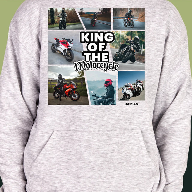 Fotokolaż: King Of The Motorcycle - Bluza Męska Z Kapturem