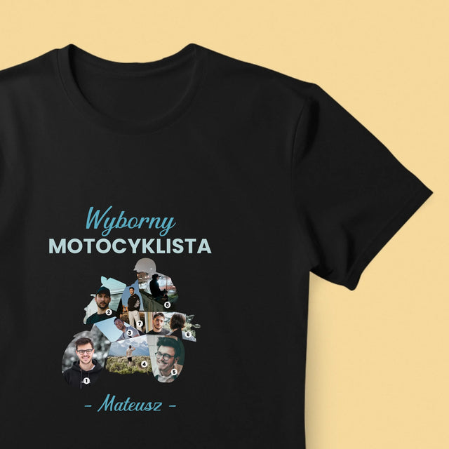 Kształt Ze Zdjęć: Wyborny Motocyklista - Koszulka Męska z Nadrukiem