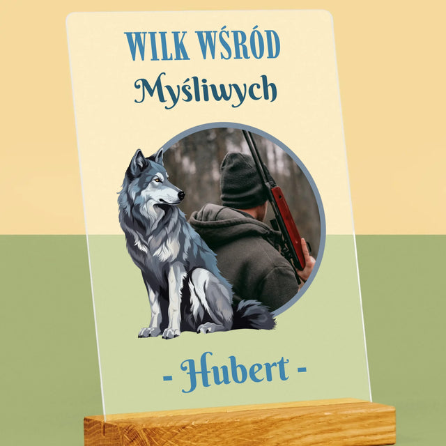 Zdjęcie I Podpis: Wilk Wśród Myśliwych - Wydruk Na Szkle Akrylowym