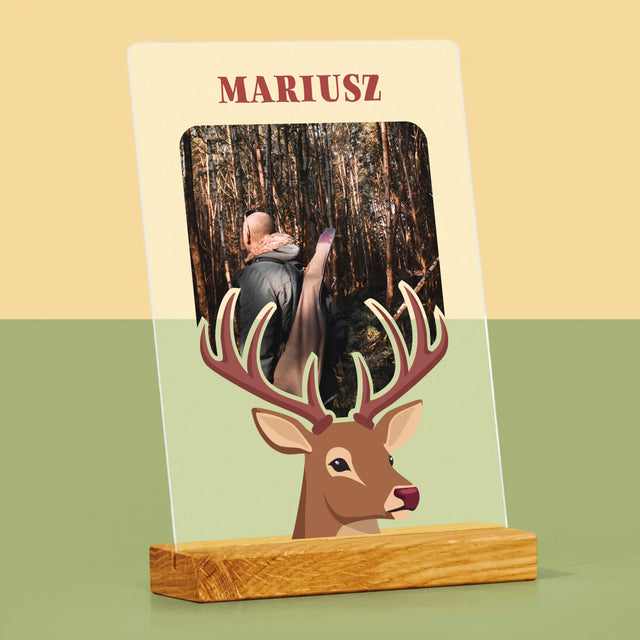 Zdjęcie I Podpis: Jeleń - Wydruk Na Szkle Akrylowym