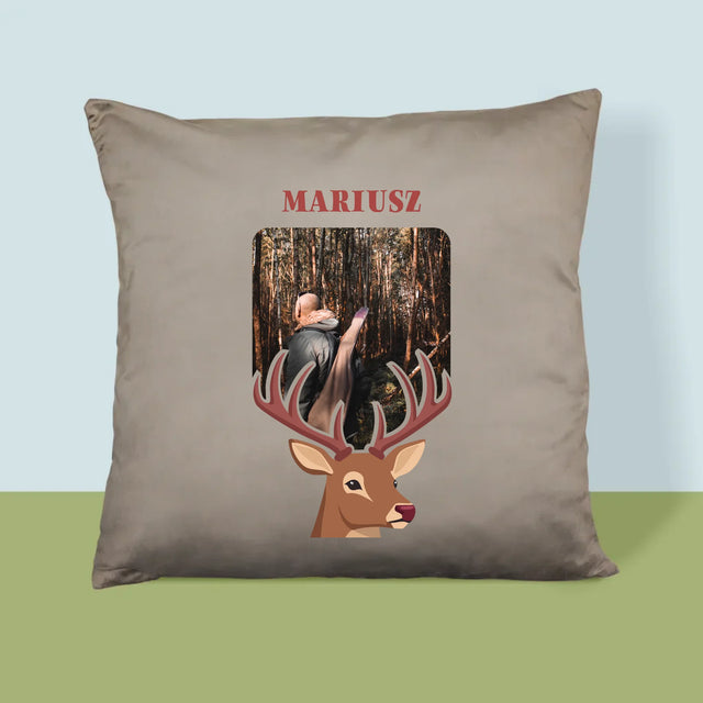 Zdjęcie I Podpis: Jeleń - Poduszka z Nadrukiem