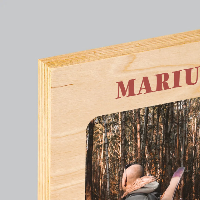 Zdjęcie I Podpis: Jeleń - Wydruk Na Drewnie