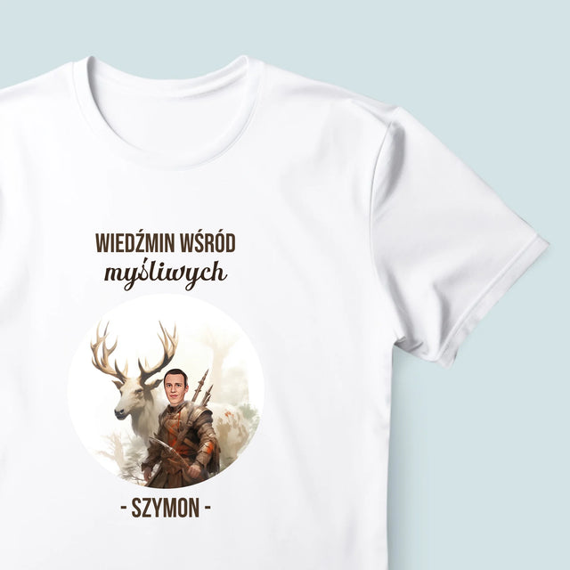 Twoja Postać: Wiedźmin Wśród Myśliwych - Koszulka Męska z Nadrukiem