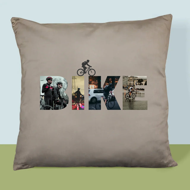 Słowo Ze Zdjęć: Bike - Poduszka z Nadrukiem