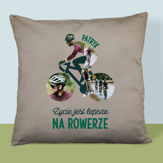Kształt Ze Zdjęć: Życie Jest Lepsze Na Rowerze - Poduszka z Nadrukiem