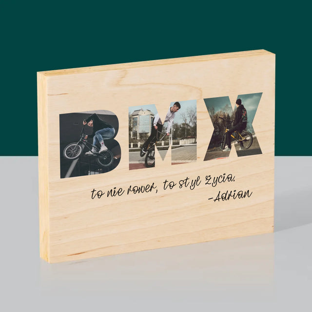 Słowo Ze Zdjęć: Bmx - Wydruk Na Drewnie