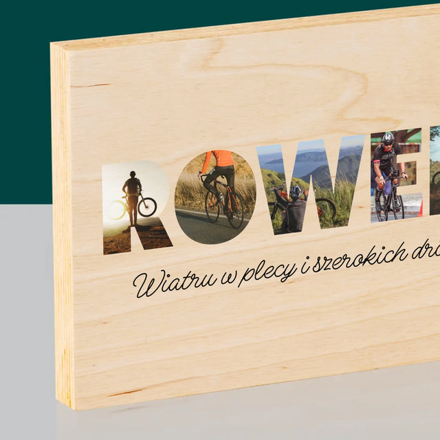 Słowo Ze Zdjęć: Rower - Wydruk Na Drewnie