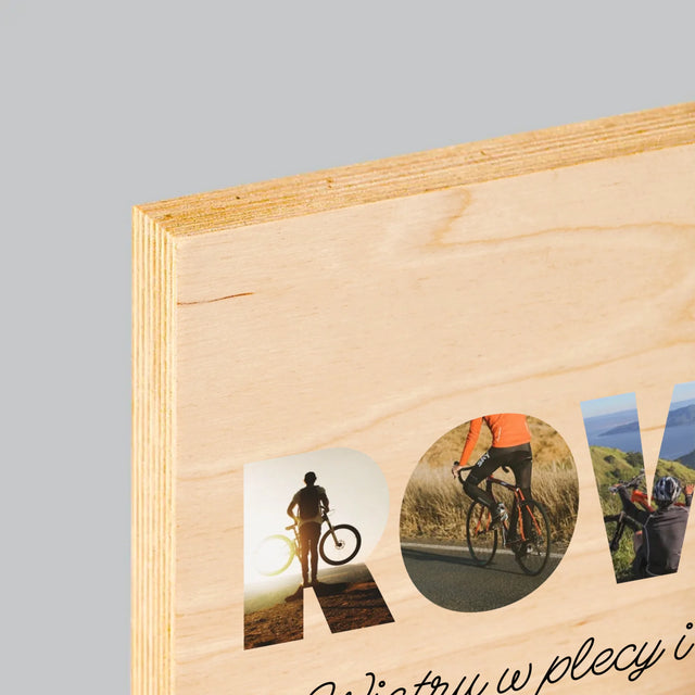 Słowo Ze Zdjęć: Rower - Wydruk Na Drewnie