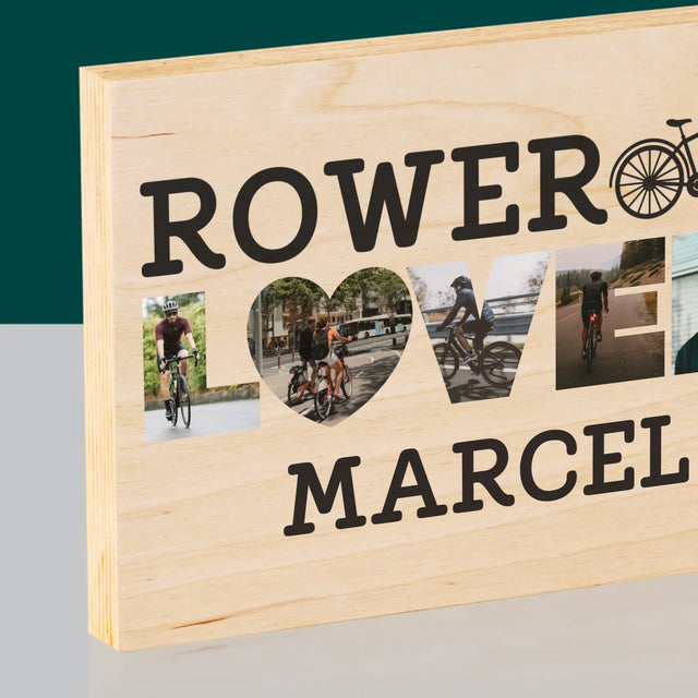 Słowo Ze Zdjęć: Rower Lover - Wydruk Na Drewnie