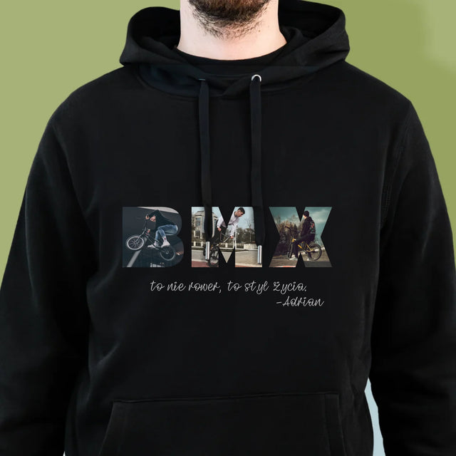 Słowo Ze Zdjęć: Bmx - Bluza Męska z Kapturem