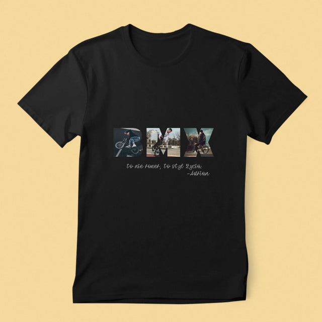 Słowo Ze Zdjęć: Bmx - Koszulka Męska z Nadrukiem