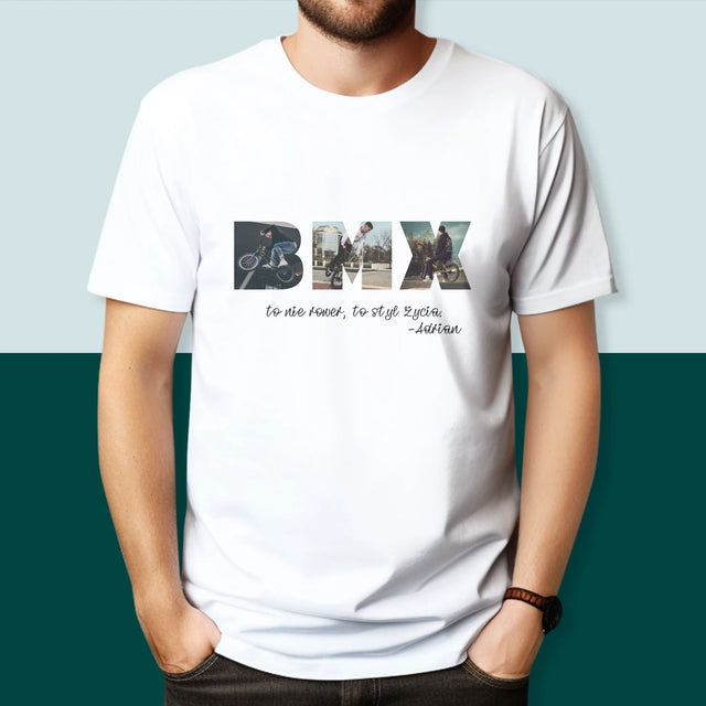 Słowo Ze Zdjęć: Bmx - Koszulka Męska z Nadrukiem