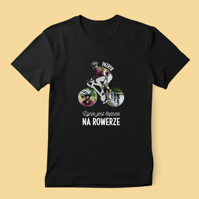 Kształt Ze Zdjęć: Życie Jest Lepsze Na Rowerze - Koszulka Męska z Nadrukiem