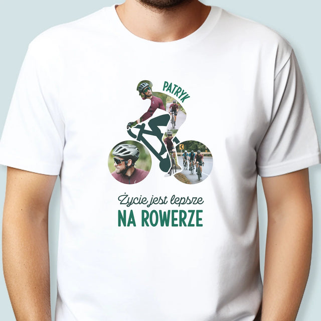 Kształt Ze Zdjęć: Życie Jest Lepsze Na Rowerze - Koszulka Męska z Nadrukiem