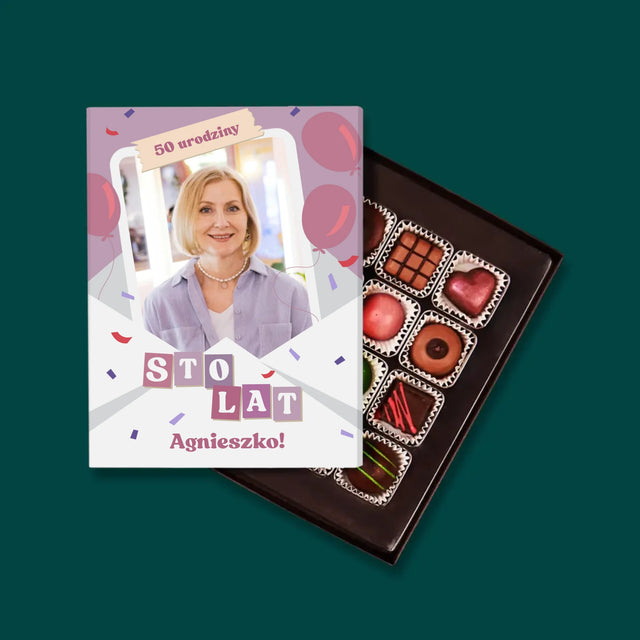 Zdjęcie I Podpis: 50 Urodziny Balony - Personalizowane Praliny