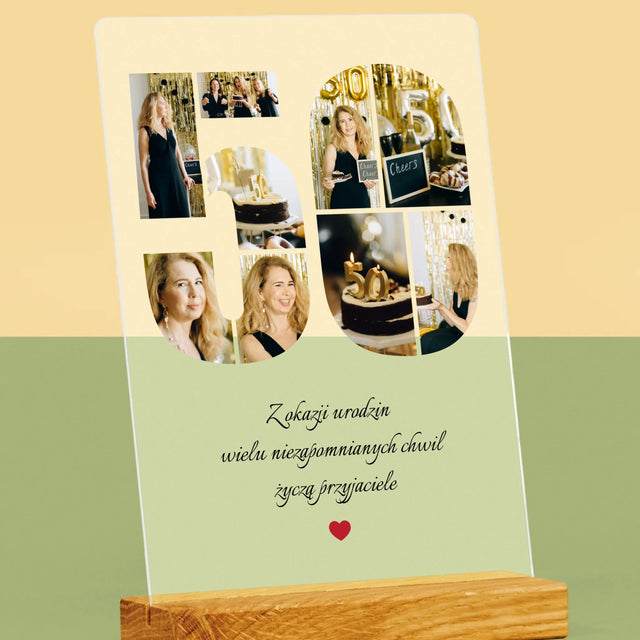 Kształt Ze Zdjęć: 50 Urodziny Życzenia - Wydruk Na Szkle Akrylowym