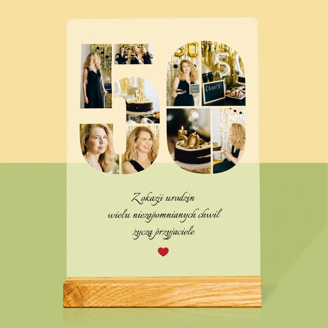 Kształt Ze Zdjęć: 50 Urodziny Życzenia - Wydruk Na Szkle Akrylowym