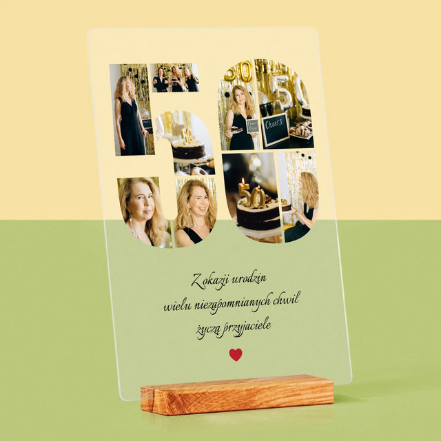 Kształt Ze Zdjęć: 50 Urodziny Życzenia - Wydruk Na Szkle Akrylowym