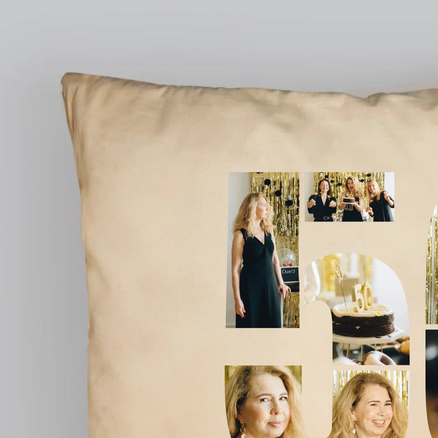 Kształt Ze Zdjęć: 50 Urodziny Życzenia - Poduszka z Nadrukiem