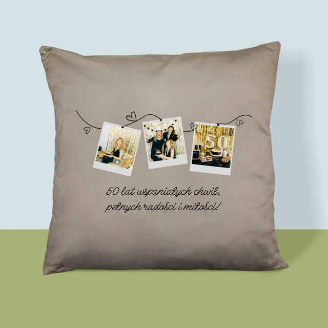 Fotokolaż: 50 Lat Wspaniałych Chwil - Poduszka z Nadrukiem