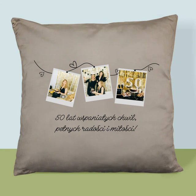 Fotokolaż: 50 Lat Wspaniałych Chwil - Poduszka z Nadrukiem