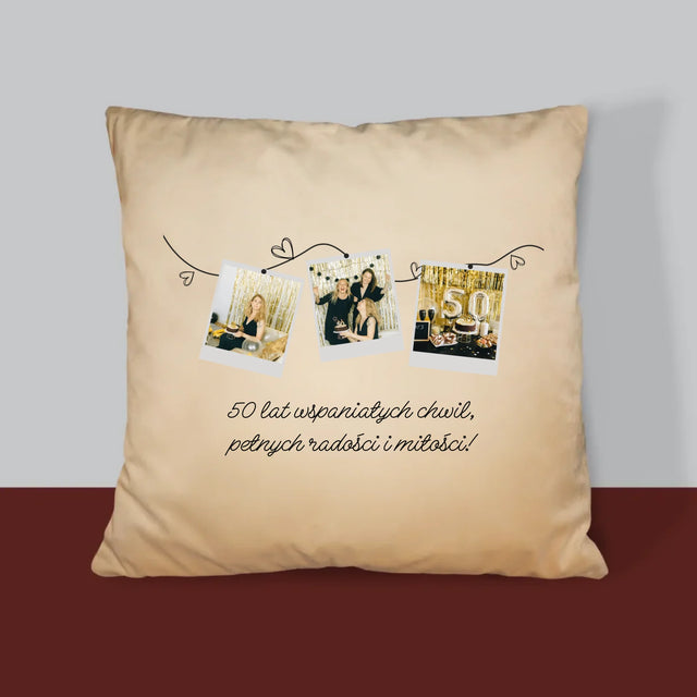 Fotokolaż: 50 Lat Wspaniałych Chwil - Poduszka z Nadrukiem