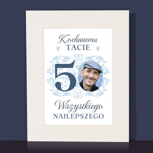 Zdjęcie I Podpis: Kochanemu Tacie Z Okazji 50 Urodzin - Ramka Na Zdjęcie