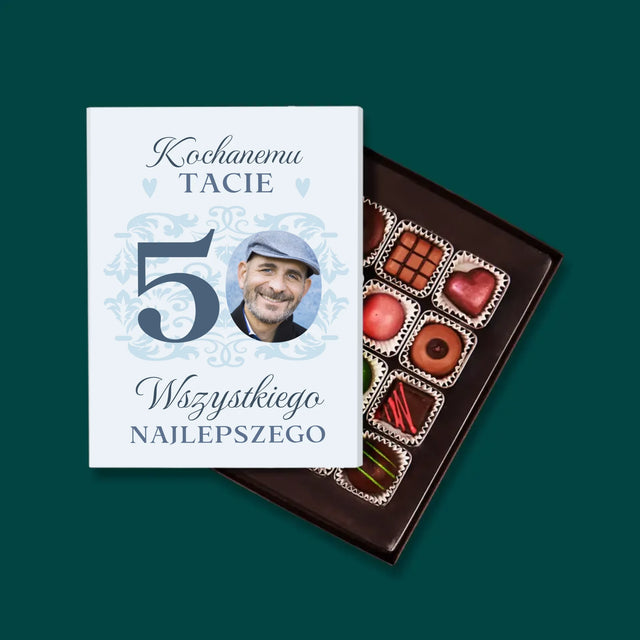 Zdjęcie I Podpis: Kochanemu Tacie Z Okazji 50 Urodzin - Personalizowane Praliny