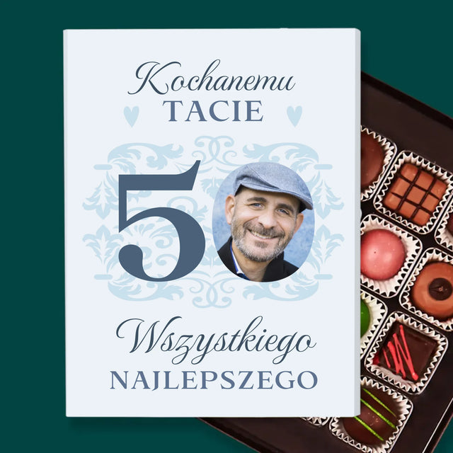 Zdjęcie I Podpis: Kochanemu Tacie Z Okazji 50 Urodzin - Personalizowane Praliny