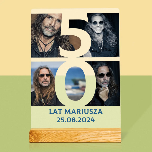 Fotokolaż: 50 Lat Cyfra Zdjęcia - Wydruk Na Szkle Akrylowym