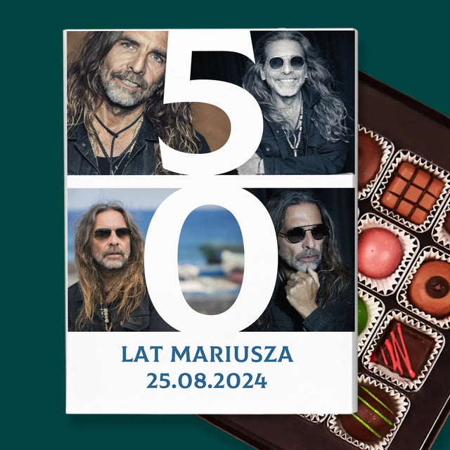 Fotokolaż: 50 Lat Cyfra Zdjęcia - Personalizowane Praliny