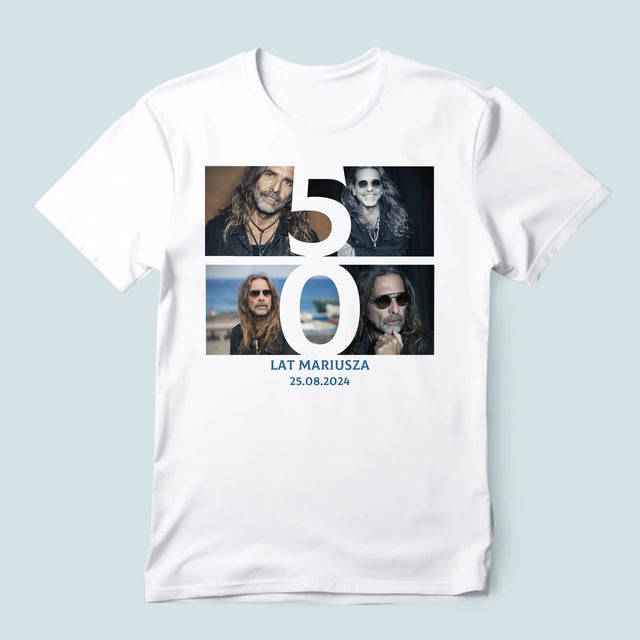 Fotokolaż: 50 Lat Cyfra Zdjęcia - Koszulka Męska z Nadrukiem