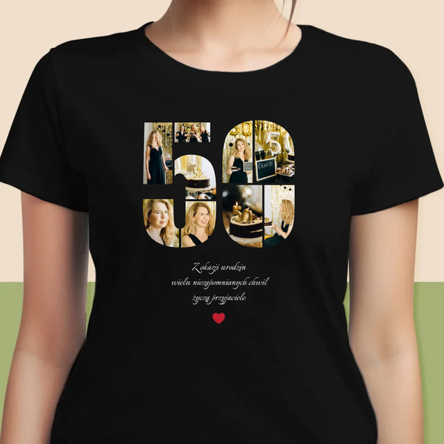 Kształt Ze Zdjęć: 50 Urodziny Życzenia - Koszulka Damska z Nadrukiem